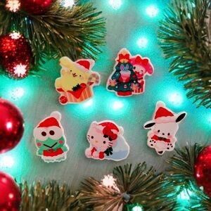 Handmade Magnets Christmas Set Of 5 Pcs, Hello Kitty Melody Pochacco Pompompurin